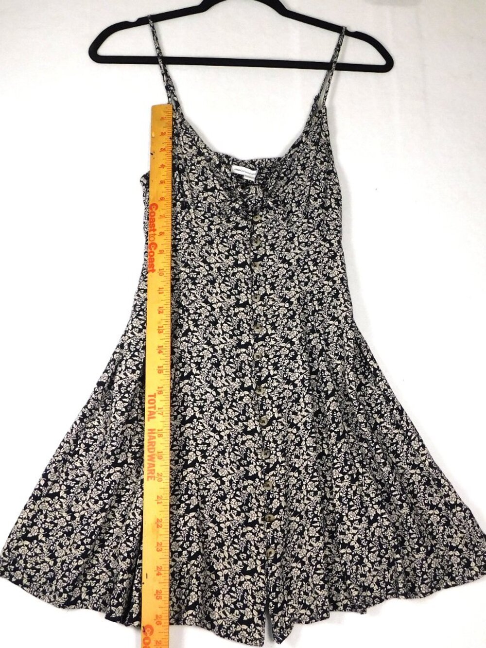 American Eagle Outfitters Women's XXS/CH Black/Gray Floral Dress Spaghetti Strap